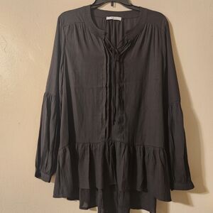 Ro & De Charcoal Pleated Blouse
